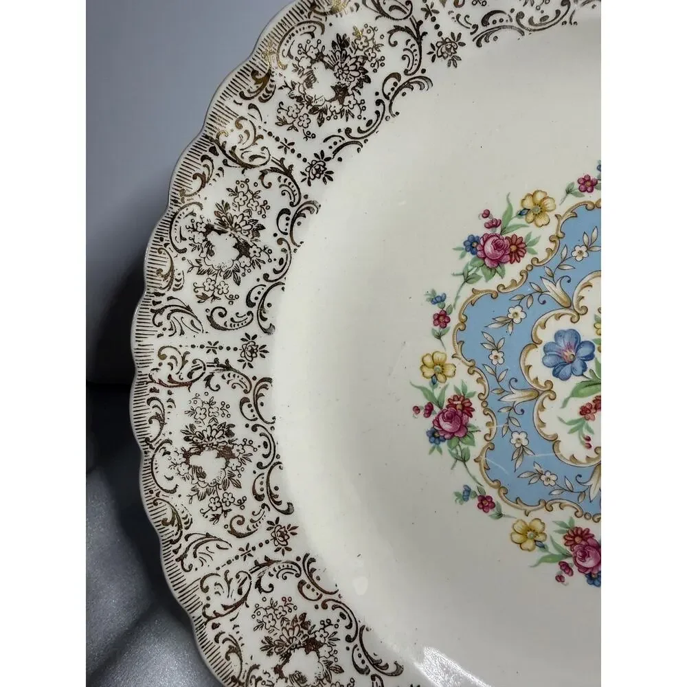 Vintage American Limoges Lyric Plates Set of 4, 22K Gold Filigree Rim 9.5
